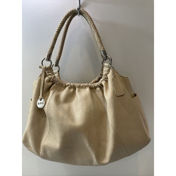 a.n.a. A New Approch Leather Hobo Drawstring Handbag Purse Tote Super Cute - Picture 1 of 9